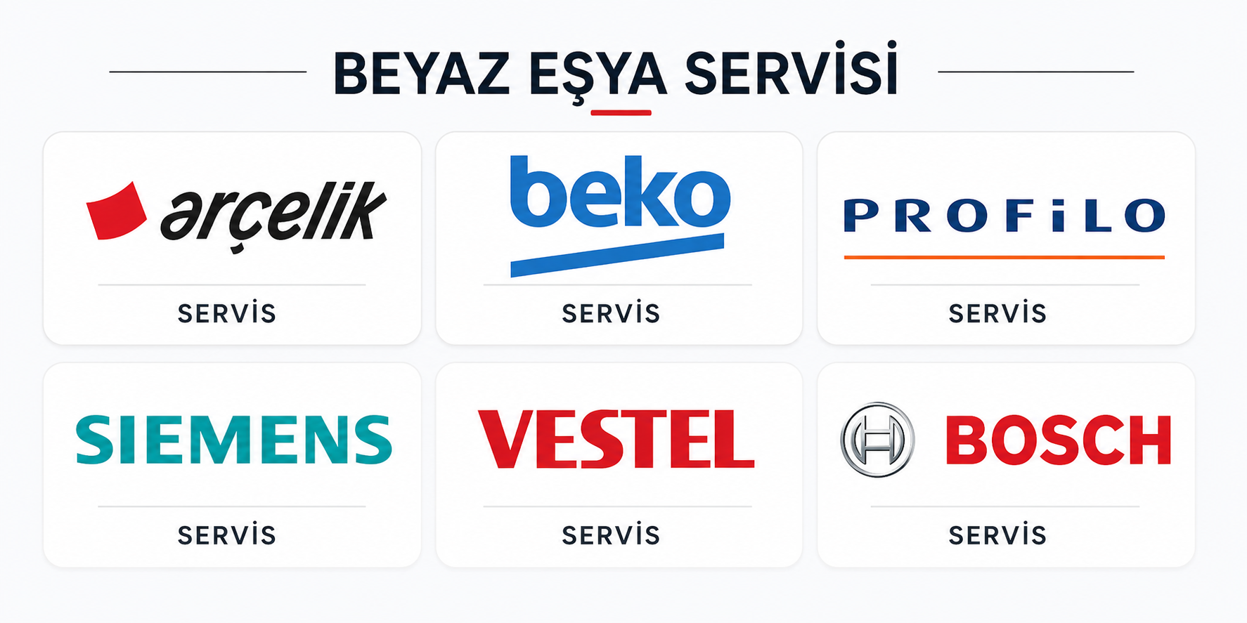 Beyaz Eşya Markaları - Arçelik, Beko, Profilo, Siemens, Vestel, Bosch, Samsung, LG